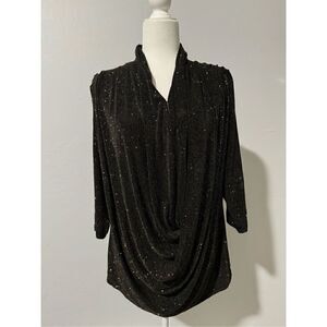 Alice + Olivia cowl neck glitter blouse